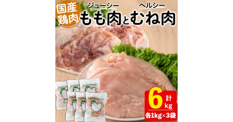 【ふるさと納税】国産 鶏もも肉・むね肉セット(計6kg・もも3kg、むね3kg)肉 鶏肉 もも肉 むね肉 からあげ チキン南蛮 サラダチキン ステーキ 焼肉 BBQ 国産 九州産 冷凍【宮下商店】D4-2103