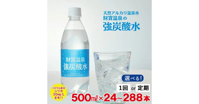 【ふるさと納税】 【配送方法が選べる】炭酸水 強炭酸 500ml (通常便：24本or48本/定期便：24本×3〜6回or48本×3〜6回・計72~288本) 強炭酸水 天然アルカリ温泉水 財寶温泉 使用 ペットボトル 国産 シリカ プレーン 無糖炭酸水 炭酸飲料 鹿児島県 垂水市 送料無料 【財宝】