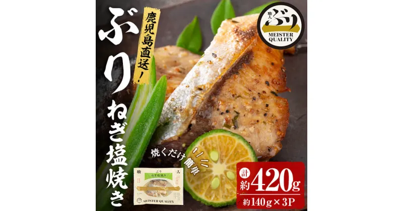 【ふるさと納税】＜2週間以内に発送！＞鹿児島産冷凍ぶり＜漬け焼き魚＞ねぎ塩焼き(計約420g・約140g×3パック)ぶり ブリ 鰤 魚 魚介 漬 ねぎ塩 ネギ塩 ねぎ ネギ 塩 ガーリック にんにく 惣菜 おかず 国産 鹿児島県産 垂水市産 小分け 冷凍 養殖【アクアブルー】A1-47145