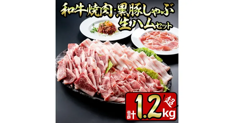 【ふるさと納税】和牛焼肉と黒豚しゃぶしゃぶと生ハムの贅沢セット(5種・合計1.2kg以上) 国産 九州産 鹿児島県産 和牛 牛肉 カルビ 黒豚 豚肉 ぶた肉 バラ肉 肩ロース ロース お肉 生ハム しゃぶしゃぶ 焼肉 バーベキュー BBQ 冷凍 詰め合わせ【やきにく茶屋和昇】