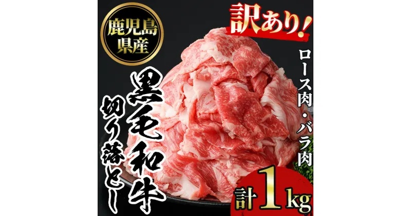 【ふるさと納税】＜訳あり＞鹿児島黒毛和牛ロース・バラ切り落とし(250g×4袋・計1kg) 鹿児島県産 牛肉 黒毛和牛 和牛 ロース 肩ロース バラ バラ肉 冷凍【NBフード】