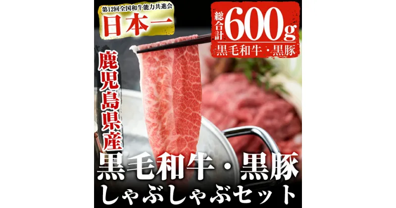 【ふるさと納税】鹿児島黒毛和牛 鹿児島黒豚しゃぶしゃぶセット(300g×2P・計600g) 黒毛和牛 和牛 黒豚 国産 豚肉 牛肉 肉 しゃぶしゃぶ 鍋 肩ロース たれ付き 冷凍 セット【ナンチク】