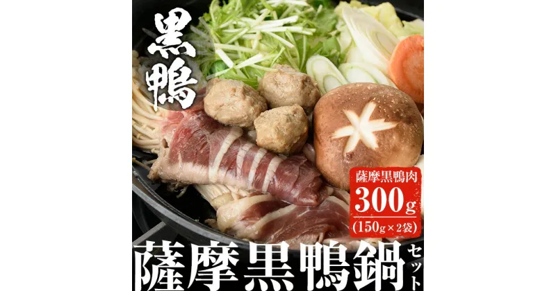 【ふるさと納税】黒鴨肉を定番のお鍋で♪薩摩黒鴨鍋セットA 計300g(150g×2)！薩摩黒鴨 黒鴨 黒肉 鴨肉 肉 冷凍 鍋 オメガ3 国産【日本有機】