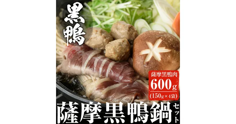 【ふるさと納税】黒鴨肉を定番のお鍋で♪薩摩黒鴨鍋セットB 計600g(150g×4)！薩摩黒鴨 黒鴨 黒肉 鴨肉 肉 冷凍 鍋 オメガ3 国産【日本有機】