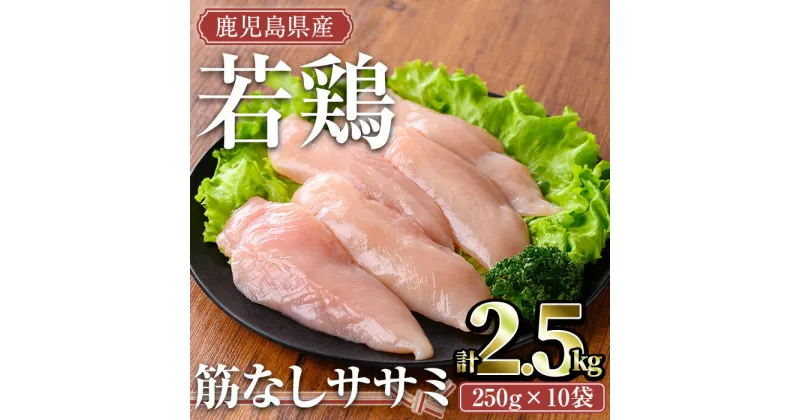 【ふるさと納税】鹿児島県産若鶏 筋なしササミ(計2.5kg・250g×10袋) 国産 鹿児島県産 小分け 冷凍 真空パック 若鶏 鶏肉 鶏 肉 ささみ ササミ 筋なし【TRINITY】