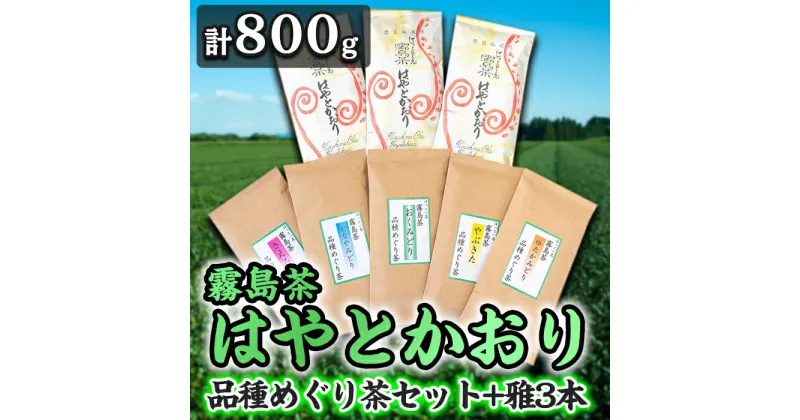 【ふるさと納税】霧島茶　はやとかおり(詰合せ)品種めぐり茶セット、雅3本【マル竹園製茶】