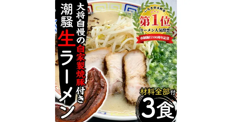 【ふるさと納税】お店の味をそのまんまご家庭で！潮騒特製生ラーメン・生スープ3食&大将自慢の自家製焼豚(1本・約300g)セット 国産 豚肉 やきぶた 焼き豚 煮豚 煮込 豚バラ 鶏ガラ ラーメン 拉麺 らーめん 中華 中華そば 中華ソバ 中華蕎麦 自家製【ラーメン潮騒】