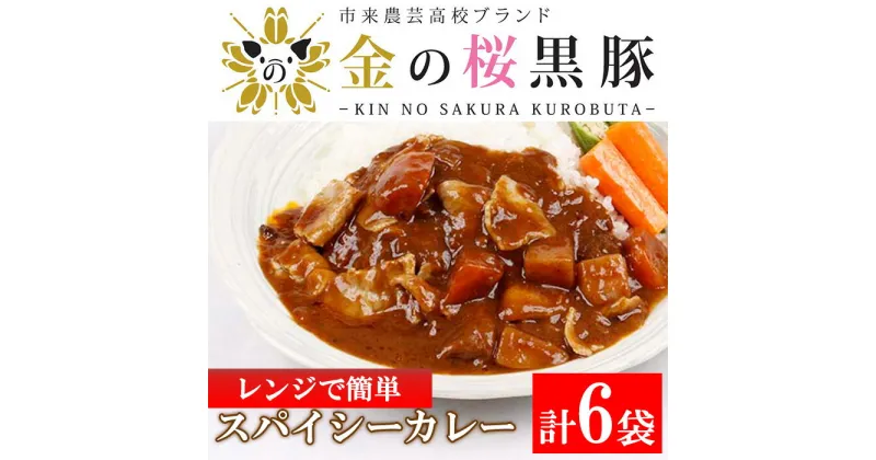 【ふるさと納税】金の桜黒豚肉使用！金の桜黒豚スパイシーカレー(200g×6袋)！豚 豚肉 肉 鹿児島 国産 黒豚 惣菜 カレー カレーライス レンジ レンチン レトルト 常温 ギフト 贈答 温めるだけ【エーエフ企画】