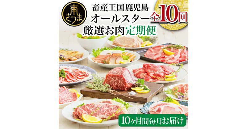 【ふるさと納税】定期便 全10回 畜産王国・南さつま市のオールスター厳選 お肉定期便 鹿児島県産 黒毛和牛 豚肉 黒豚 すき焼き しゃぶしゃぶ ステーキ サーロイン ハム 焼肉 しゃぶしゃぶ 赤身 とんかつ 豚バラスライス 定期配送 お肉 定期便 送料無料