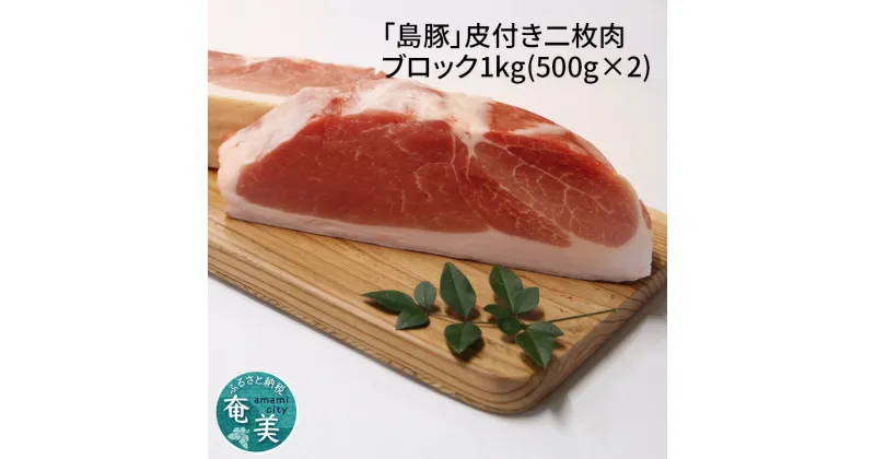 【ふるさと納税】豚肉 1kg ブロック 500g × 2 皮付き 二枚肉 肉 島豚 奄美大島産 角煮 焼肉 BBQ 煮込み料理 ぷるぷる 甘い 脂身 とろける 柔らかい 個包装 おすすめ お取り寄せ お取り寄せグルメ 食品 冷凍 送料無料