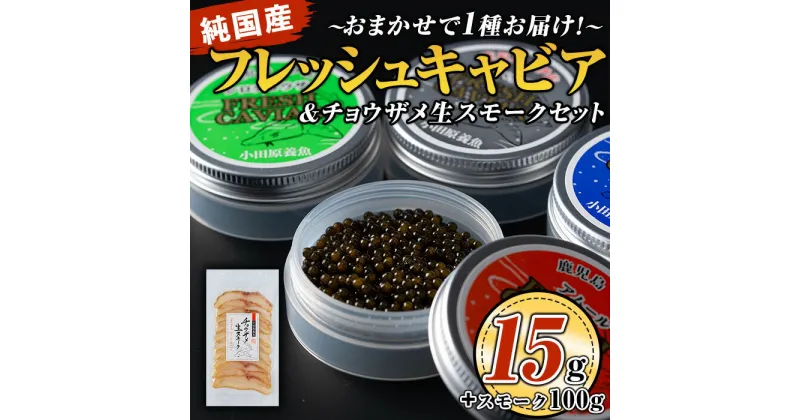 【ふるさと納税】〈毎月数量限定〉おまかせフレッシュキャビア(15g×1種)＆チョウザメスモーク(100g×1P)セット 国産 詰合せ 魚卵 白身 おつまみ 世界三大珍味 加工品 冷凍 冷凍便 セット【小田原養魚】