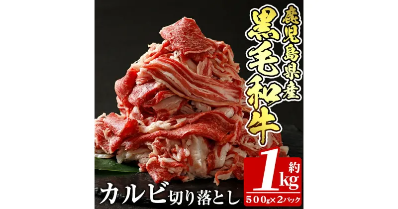 【ふるさと納税】鹿児島産黒毛和牛・カルビ切り落とし肉(計1kg・500g×2P)国産 牛肉 切落し 薄切り 料理 冷凍 すき焼き しゃぶしゃぶ 肉じゃが【財宝】