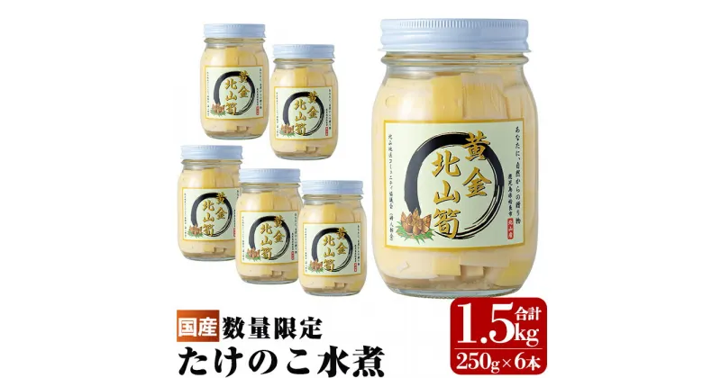 【ふるさと納税】数量限定！黄金北山筍 (小)250g×6本合計約1.5kg！国産 九州産 姶良市産 たけのこ タケノコ 水煮 カット 野菜 煮物 小分け 瓶 長持ち 長期保存【北山校区コミュニティ協議会】