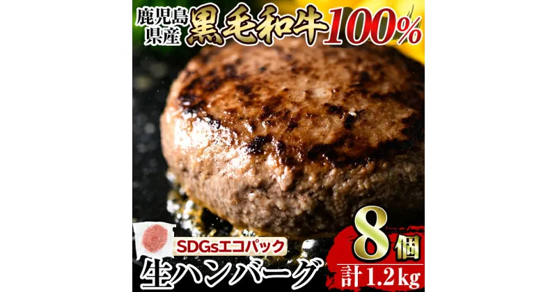 【ふるさと納税】鹿児島県産黒毛和牛100％生ハンバーグ 計1.2kg(150g×8個) 国産 鹿児島県産 肉 牛肉 和牛 牛 総菜 冷凍ハンバーグ ハンバーグ おかず 焼くだけ 簡単 冷凍 個包装 小分け 一人暮らし 牛100%【水迫畜産】