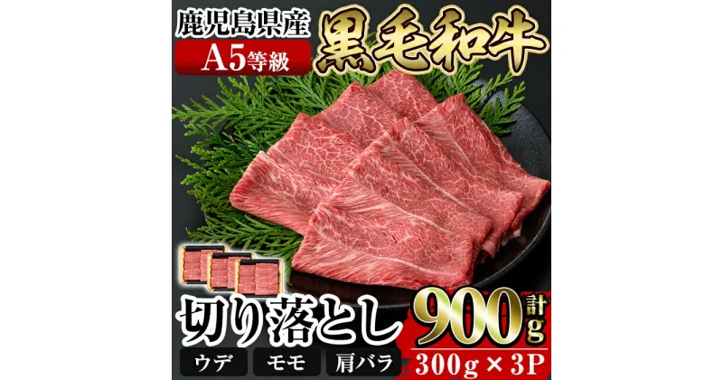 【ふるさと納税】≪A5等級≫鹿児島県産黒毛和牛切り落とし計900g(300g×3P) 国産 肉 牛肉 牛 黒毛和牛 切落し 切り落とし ウデ モモ 肩バラ【水迫畜産】