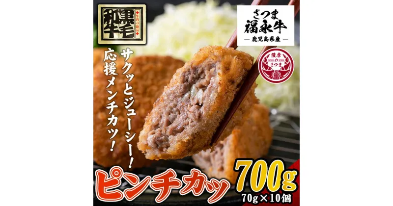 【ふるさと納税】和牛100％！サクッとジューシーピンチカツ(計700g・70g×10個) 鹿児島 国産 和牛 黒毛和牛 牛肉 肉 メンチカツ ミンチカツ 惣菜 おかず 時短 冷凍【福永畜産】