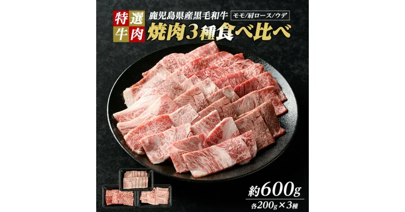 【ふるさと納税】鹿児島県産黒毛和牛 焼肉セット 食べ比べ 3種 (計600g・各200g) モモ 肩ロース ウデ【ナンチク】nanchiku-1311