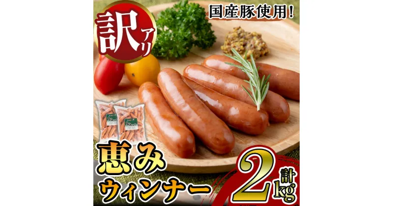 【ふるさと納税】《業務用・訳あり》恵みウィンナー(合計2kg・1kg×2P) 国産 豚肉 ウインナー ソーセージ フランクフルト 惣菜 おかず 晩御飯 おつまみ 弁当 BBQ キャンプ 冷凍 訳あり 訳アリ 簡易包装 【ナンチク】