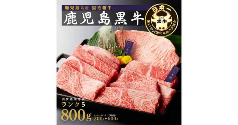 【ふるさと納税】鹿児島黒牛 サーロイン ステーキ 200g ・ すきやき 600g （計 800g ） | ふるさと納税 黒毛和牛 和牛 牛肉 肉 お肉 サーロインステーキ ステーキ肉 すき焼き肉 すき焼き ウデスライス スライス スライス肉鹿児島県 大崎町 鹿児島 大崎