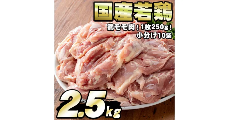 【ふるさと納税】国産若鶏のモモ肉(計2.5kg・鶏モモ肉1枚×10P) 鶏肉 鳥肉 もも肉 むね肉 おかず 小分け 国産【エビス】【0124804a】