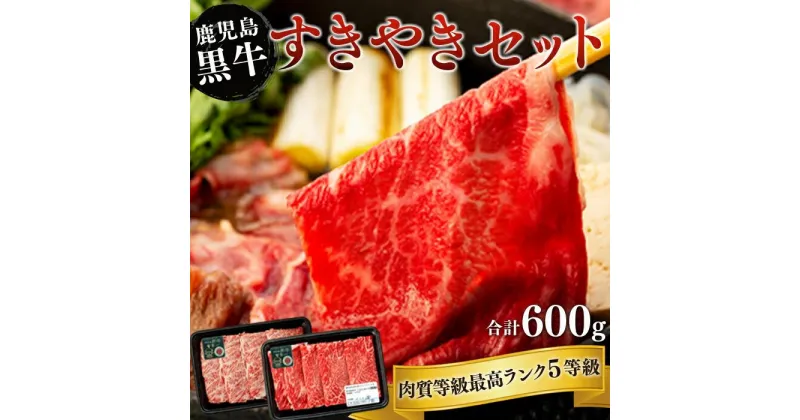 【ふるさと納税】牛肉 5等級 鹿児島 黒牛 すき焼き 600g ( 300g×2パック ) セット | 小分け 和牛 お肉 牛 肉 にく すきやき すき焼 肩ロース ウデ 600g 冷凍 特産品