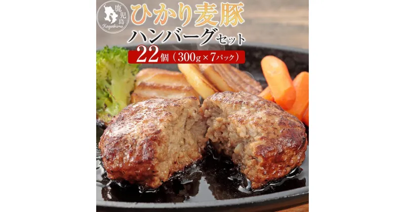 【ふるさと納税】ひかり麦豚　ハンバーグセット サイズ違い 22個 ( 300g × 7パック ) | ハンバーグ 豚肉　お惣菜　総菜　お弁当　おかず　食品 人気 おすすめ 送料無料 ギフト