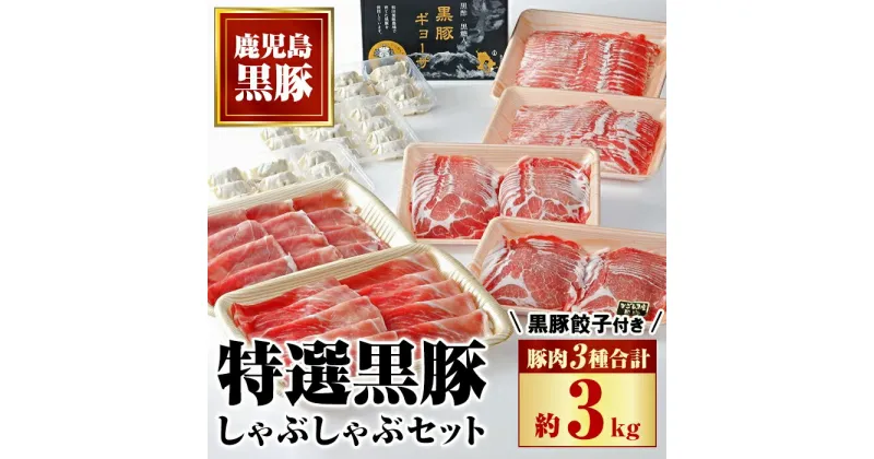 【ふるさと納税】特選黒豚しゃぶしゃぶセット(合計3kg)＋黒豚餃子(12個×3P)付き！ 鹿児島 国産 九州産 豚肉 黒豚 お肉 餃子 水餃子 ギョーザ しゃぶしゃぶ ギフト 贈答【和田養豚】