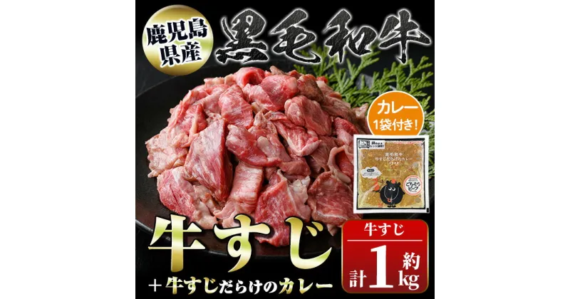 【ふるさと納税】黒毛和牛牛すじ(約1kg)+牛すじだらけのカレー(180g)セット 鹿児島 国産 九州産 牛肉 黒毛和牛 牛すじ レトルトカレー パック ご当地カレー 煮込み 炒め物 惣菜 おかず ギフト 贈答【新村畜産】