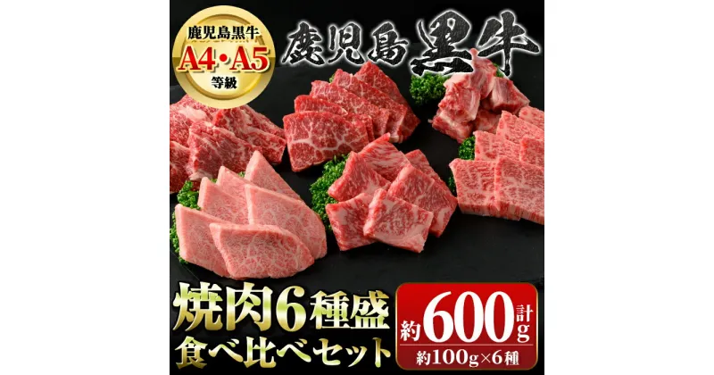 【ふるさと納税】鹿児島黒牛 食べ比べ焼肉6種盛(計約600g・各100g×6種) 牛肉専門店自慢のお肉 鹿児島 国産 九州産 牛肉 黒牛 鹿児島黒牛 A4 A5 等級 サーロイン 三角バラ 中落ち カイノミ クリミ ササミ 焼肉 やきにく バラエティ セット ギフト 贈答【新村畜産】