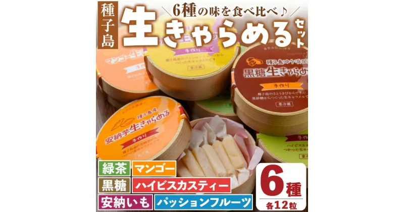 【ふるさと納税】種子島の素材使用 生きゃらめる詰め合わせ(6種・各12粒入)国産 種子島産 きゃらめる 安納芋 安納いも 芋 イモ いも おやつ 生キャラメル 安納芋 緑茶 黒糖 ハイビスカスティー パッションフルーツ マンゴー さとうきび 種子島【ホテルレストラン公園通り】