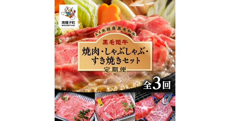 【ふるさと納税】 《 定期便 全3回 》 焼肉 しゃぶしゃぶ すき焼き セット 牛 牛肉 黒毛和牛 定期 肩ロース モモ リブロース 父の日 敬老の日 食品 グルメ お取り寄せ 人気 おすすめ ギフト 返礼品 南種子町 鹿児島 かごしま 【Kitchen 姫ファーム】