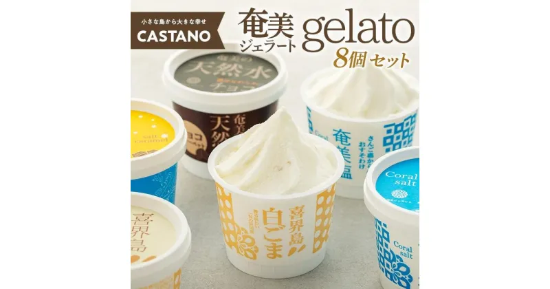 【ふるさと納税】【CASTANO】奄美ジェラート　8個セット（ギフト用も可）【2】 | ジェラート アイス アイスクリーム 塩 キャラメル ごま チョコ チョコレート シャーベット 奄美大島 スイーツ お菓子 詰合せ ギフト 贈答 プレゼント