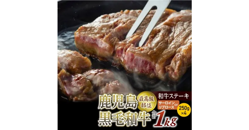 【ふるさと納税】鹿児島黒毛和牛ステーキ1Kg(250g×4P)尾崎牧場産【サーロインorリブロース】