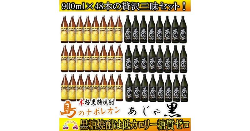 【ふるさと納税】奄美黒糖焼酎「島のナポレオン」と「あじゃ黒」セット（48本）