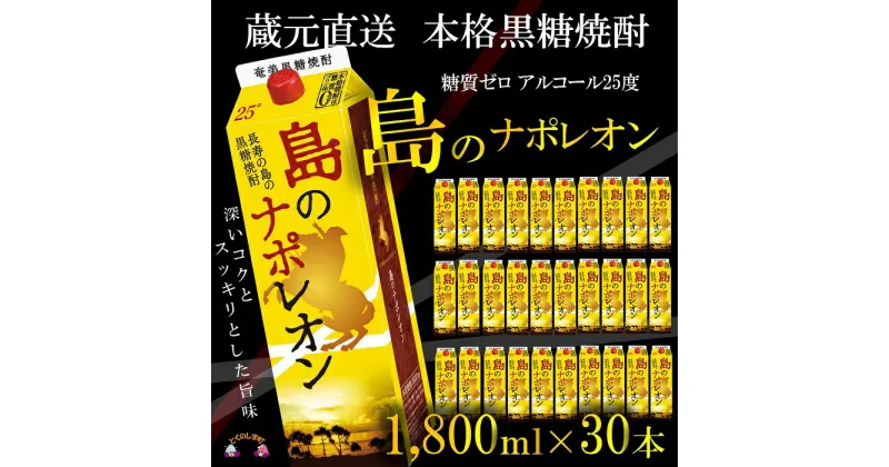 【ふるさと納税】（蔵元直送）奄美本格黒糖焼酎　島のナポレオン1,800mlパック×30本（数量限定）