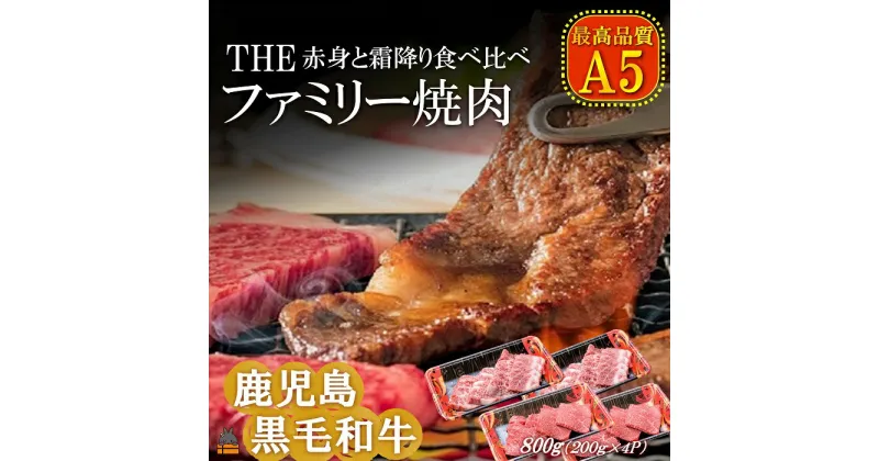 【ふるさと納税】A5ランク THE鹿児島黒毛和牛ファミリー焼肉800g（霜降り400g 赤身400g） ( 鹿児島黒毛和牛 A5 牛肉 ビーフ 贅沢 極上 こだわり プレミアム 徳之島 鹿児島 美味しい 赤身 脂身 カミチク ステーキ 焼肉 BBQ 赤身 霜降り 食べ比べ ご家族 )