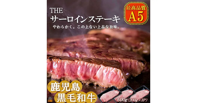 【ふるさと納税】A5ランク THE鹿児島黒毛和牛サーロインステーキ600g（200g×3） ( 鹿児島黒毛和牛 A5 牛肉 ビーフ 贅沢 極上 こだわり プレミアム 徳之島 鹿児島 美味しい 赤身 脂身 カミチク ステーキ 焼肉 BBQ )