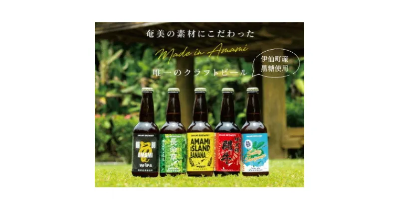 【ふるさと納税】奄美クラフトビール5種　5本〈純黒糖・長命草・島ばなな・シークニン・ハブ〉伊仙町産純黒糖・生姜使用【配送不可地域：離島】【1432285】