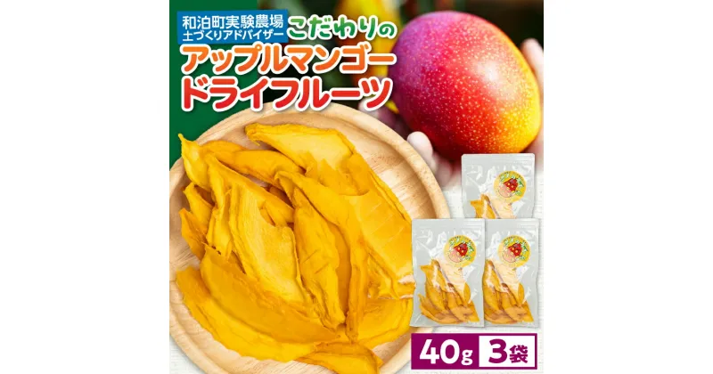 【ふるさと納税】ドライフルーツ アップルマンゴー 40g × 3袋 国産 ドライマンゴー 濃厚な甘み 芳醇な香り そのまま凝縮 ヨーグルト アイス アレンジ おやつ こだわり 土づくり 土壌 分析 沖永良部島 レターパックライト 鹿児島県 和泊町 お取り寄せ 送料無料