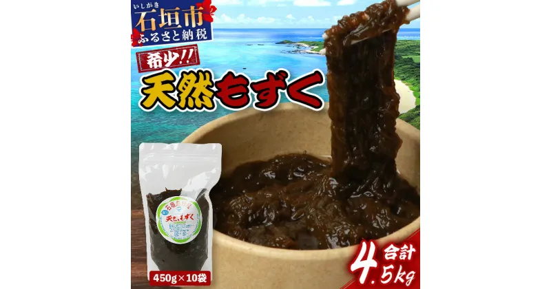 【ふるさと納税】石垣島産天然もずく10パック・内容量450g×10 合計4.5kg ｜ 沖縄県 石垣市 天然 水雲 海藻 もずく フコイダン 常温保存 塩もずく 送料無料 SI-64