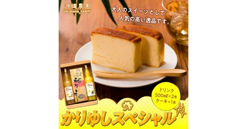 【ふるさと納税】かりゆしスペシャル ジュース & ケーキ セット ( 果汁 ジュース500ml × 2本 & 酒 ケーキ1本 ) | 菓子 おかし 食品 人気 おすすめ 送料無料