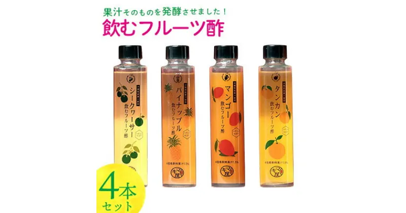 【ふるさと納税】飲むフルーツ酢4本セット720ml（180ml×4本） ビネガー 四本 フルーツ 酢 パイナップル シークァーサー シークヮーサー マンゴー タンカン 贈り物 プレゼント 果汁 果実酢 ギフト トロピカル 健康 南国 沖縄 かわいい カクテル