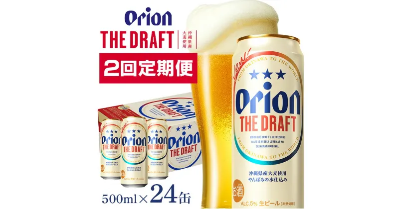 【ふるさと納税】定期便2回(月1回配送) オリオンビール オリオン ザ・ドラフト 500ml × 24缶 1ケース 24本 500 クラフトビール 沖縄 ビール BEER ドラフト 生ビール オリオン orion お酒 缶ビール 地ビール 箱買い まとめ買い アルコール 度数 5％ ギフト 缶 送料無料