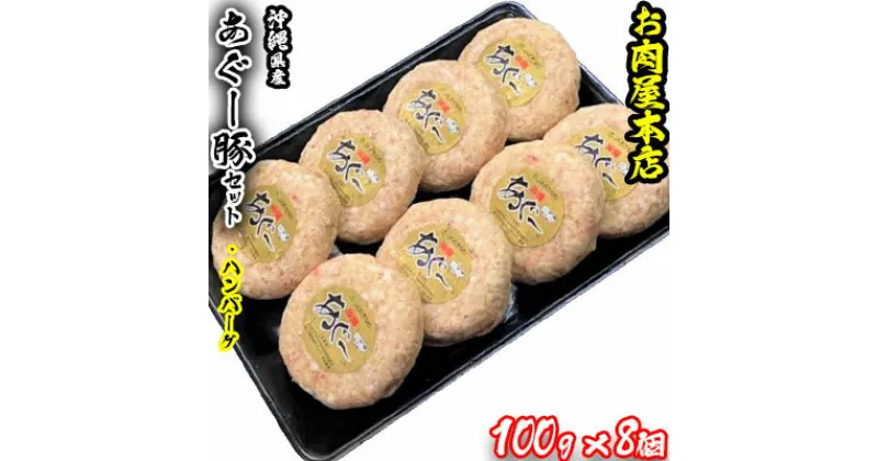 【ふるさと納税】お肉屋本店　沖縄県産あぐー豚ハンバーグセット　800g（100g×8個）【 豚肉 肉 琉球在来豚 あぐー豚 あぐー 手作り 手ごね 特製 こだわり 焼肉 BBQ 肉汁 贈答用 贈り物 ギフト お土産 化粧箱 冷凍 沖縄 沖縄県産 】