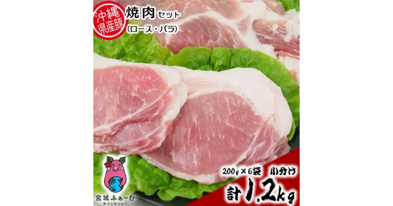 【ふるさと納税】沖縄県産豚肉　焼肉セット（ロース・バラ）計1.2kg　200g×6袋　小分け【 豚肉 肉 県産豚 ロース バラ 焼肉用 個包装 6個 1200g 焼肉 BBQ おかず おつまみ 贈答用 贈り物 ギフト セット 冷凍 沖縄 沖縄県産 くいまーる 宮城ふぁーむ 】