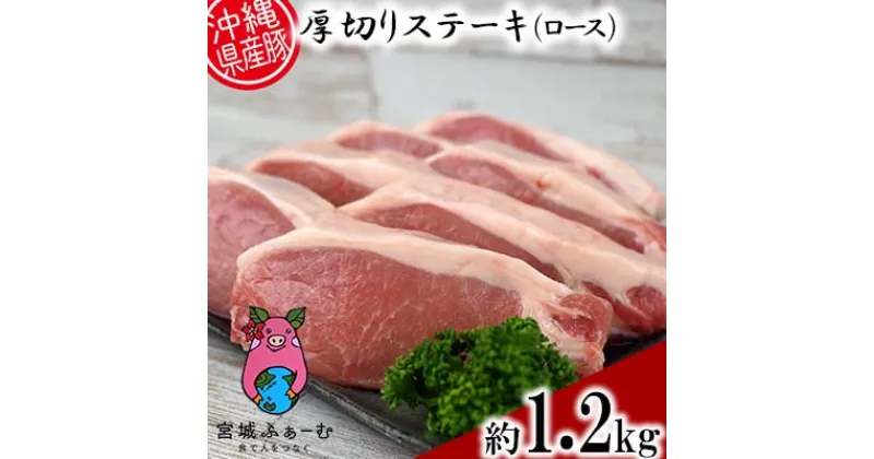 【ふるさと納税】沖縄県産豚肉　厚切りステーキ（ロース）約1.2kg【 豚肉 肉 県産豚 ロース 厚切り ステーキ用 個包装 6個 1200g 約3cm レシピ同梱 焼肉 BBQ おかず おつまみ 贈答用 贈り物 ギフト 詰合せ 冷凍 沖縄 沖縄県産 くいまーる 宮城ふぁーむ 】